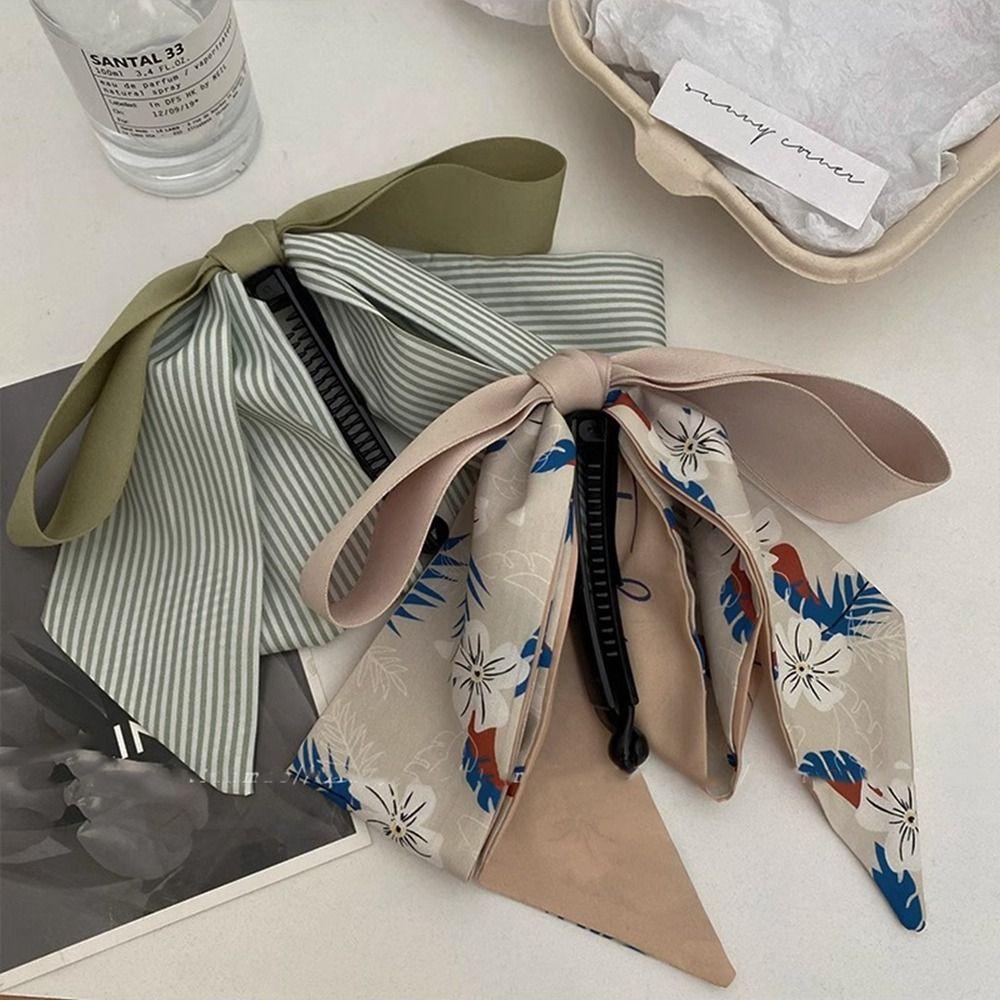 Hairpin Bowknot Hair Clip Ribbon Vertical Clip Fashion Hair Claw Ponytail Holder