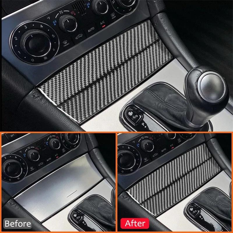 Carbon Fiber Car Interior Center Console Storage Box Panel Strips Decoration Sticker For Mercedes Benz C Class W203 2005-2007