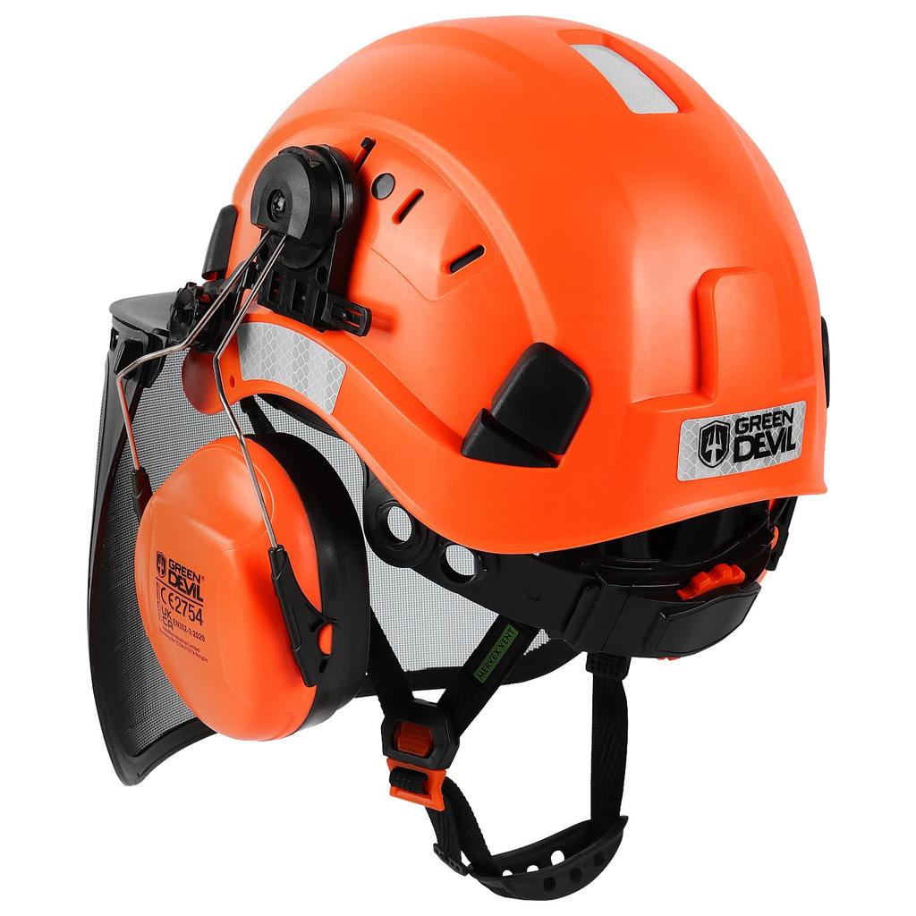 GREEN DEVIL Forestry for Chainsaw Grass Face Construction Retractable Sun Hard Impact EN397 Helmet, Work, Mowing, Guard, Helmet, Visor, Earmuffs,