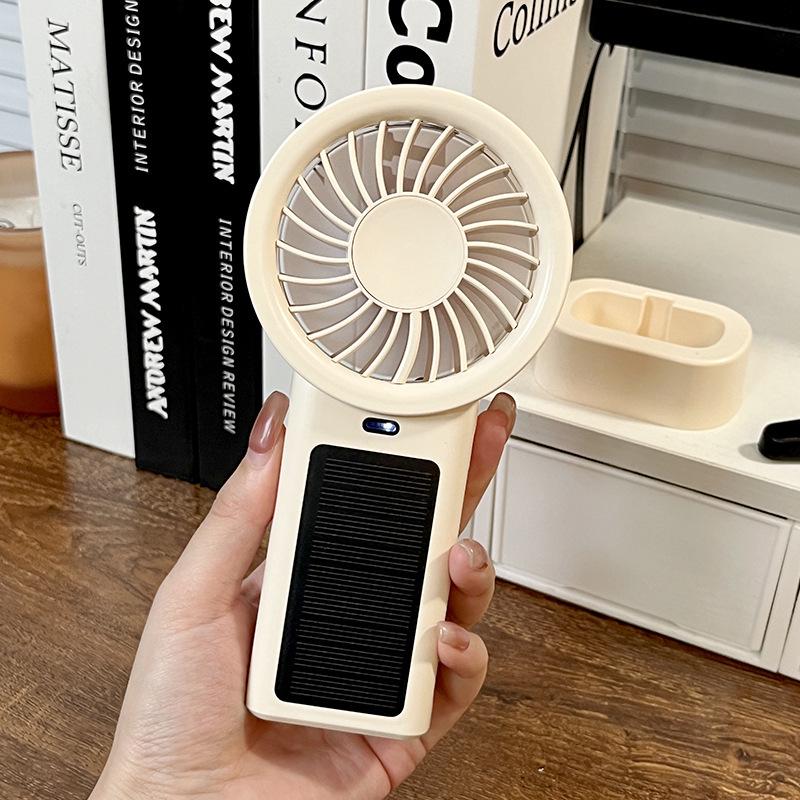 Portable Rechargeable Handheld USB Mini Fan with Solar Support for Outdoor Use