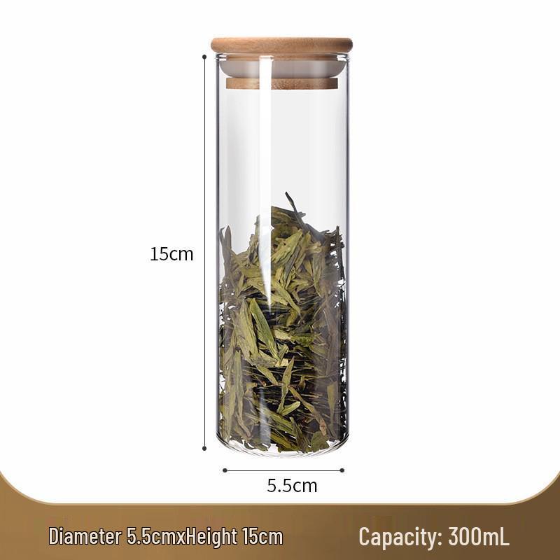 Transparent High Borosilicate Glass Jar with Bamboo Lid for Storage of Nuts, Snacks, or Tea
