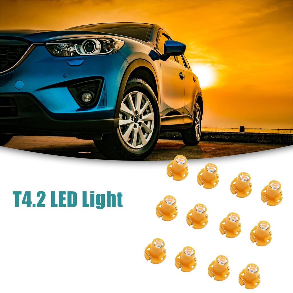 ACROPIX 12 Pcs Car Dashboard Panel Light Bulb T4.2 2-3014 Yellow LED Orange