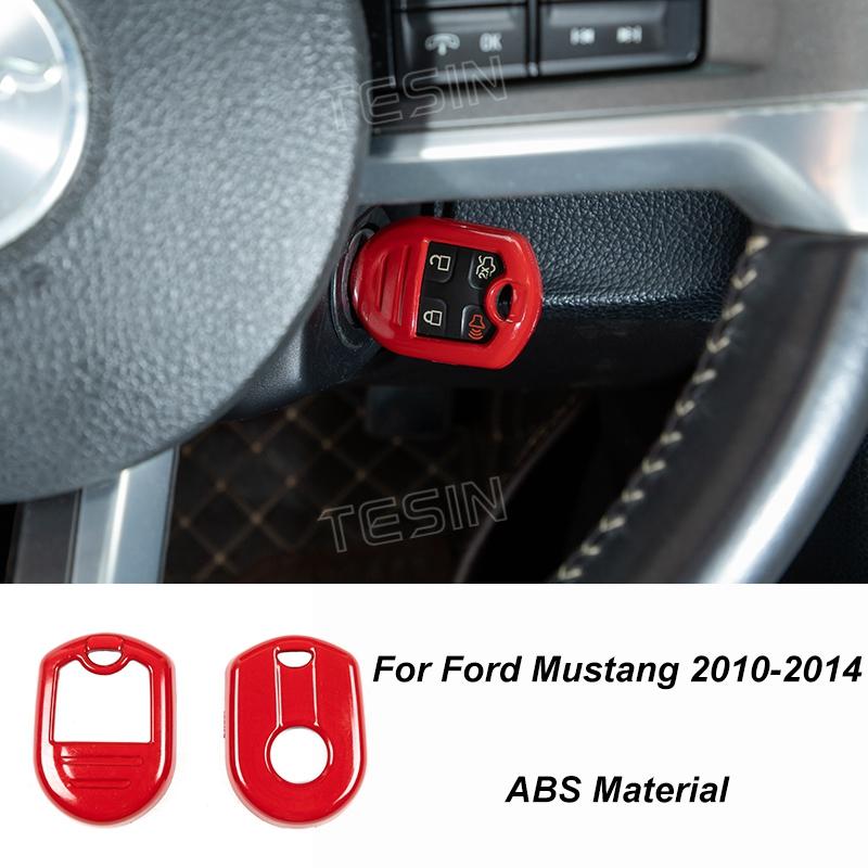 TESIN Car Red Interior Decoration Cover Stickers For Ford Mustang 2009 2010 2011 2012 2013 2014 Exterior Accessories Car