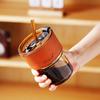 Cană Creativă de Sticlă pentru Cafea cu Capac, Cană cu Pâlnie pentru Băuturi, Ceai cu Lapte, Cafea Americană cu Gheață, Cana de Lapte din Sticlă