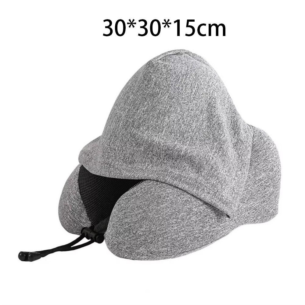 Adjustable Hooded U-shaped Pillows Protection Neck Nap Pillow Gifts Travel Memory Foam Pillow