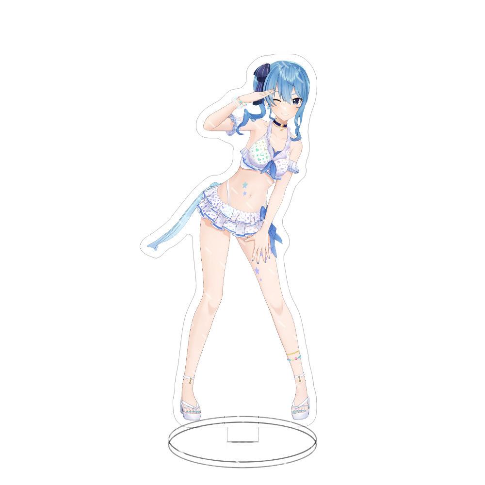 Swimsuit Party Time Hololive Vtuber Anime Figures Cosplay Acrylic Stands 15cm Model Mococo Kobo Ayame Desk Decor Standing Sign G