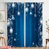 2pcs  2D plane printing Print Curtains Blue Christmas Ornaments Snowflakes Versatile Polyester (without rod) Outdoor Decorations