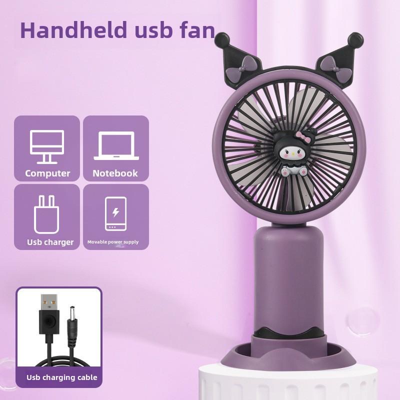 

Small Fan Desktop Handheld Cartoon Cool Mini Practical Electric Fan Charging Portable Gift Office Portable Birthday Gift фіолетовий