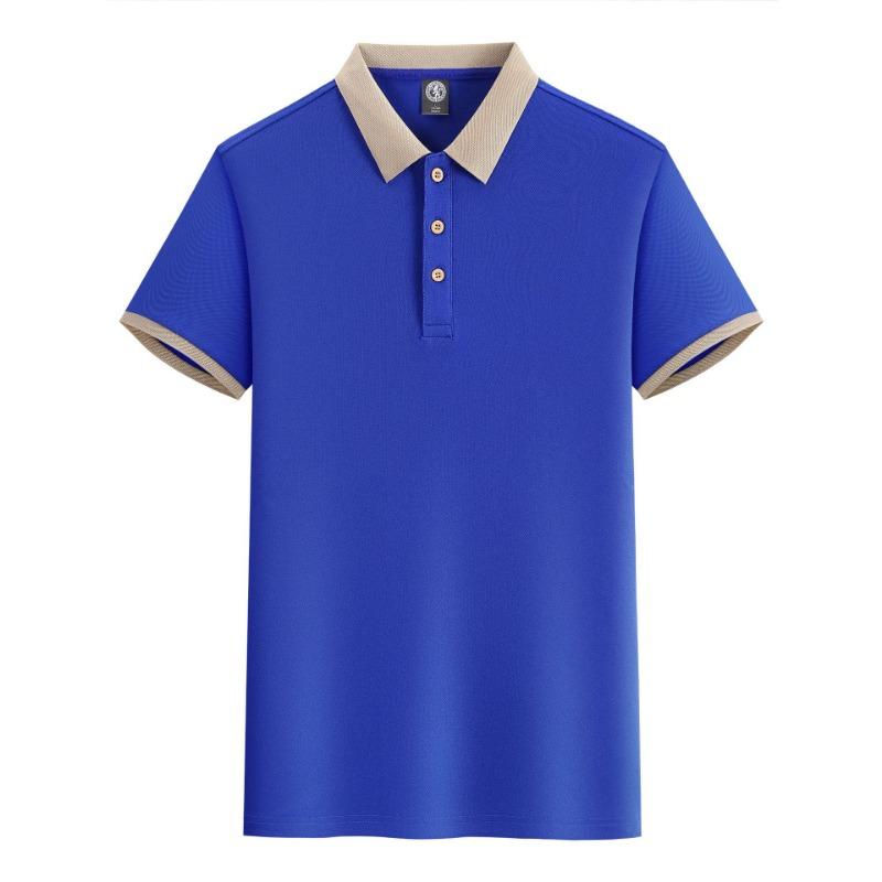 Men's Contrast Collar Short Sleeve Polo Shirt Solid Color Casual Top