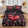 3pcs Valentine's Day Romantic Love Imitation 3D Print Coreles Down Duvet Cover Set Multi Size Bedrom Beding Decoration