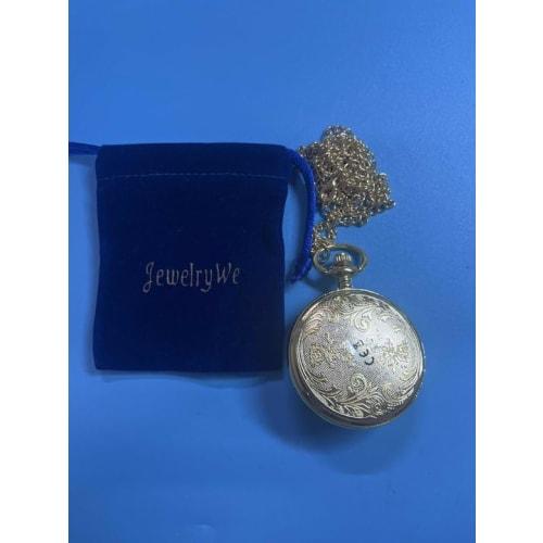 Retro Antique Gold Pocket Watch Necklace: Analog Display, Waterproof, Rhinestone, Petal Design, Pendant Watch, Pocket Watch with Sweater Chain, Golden