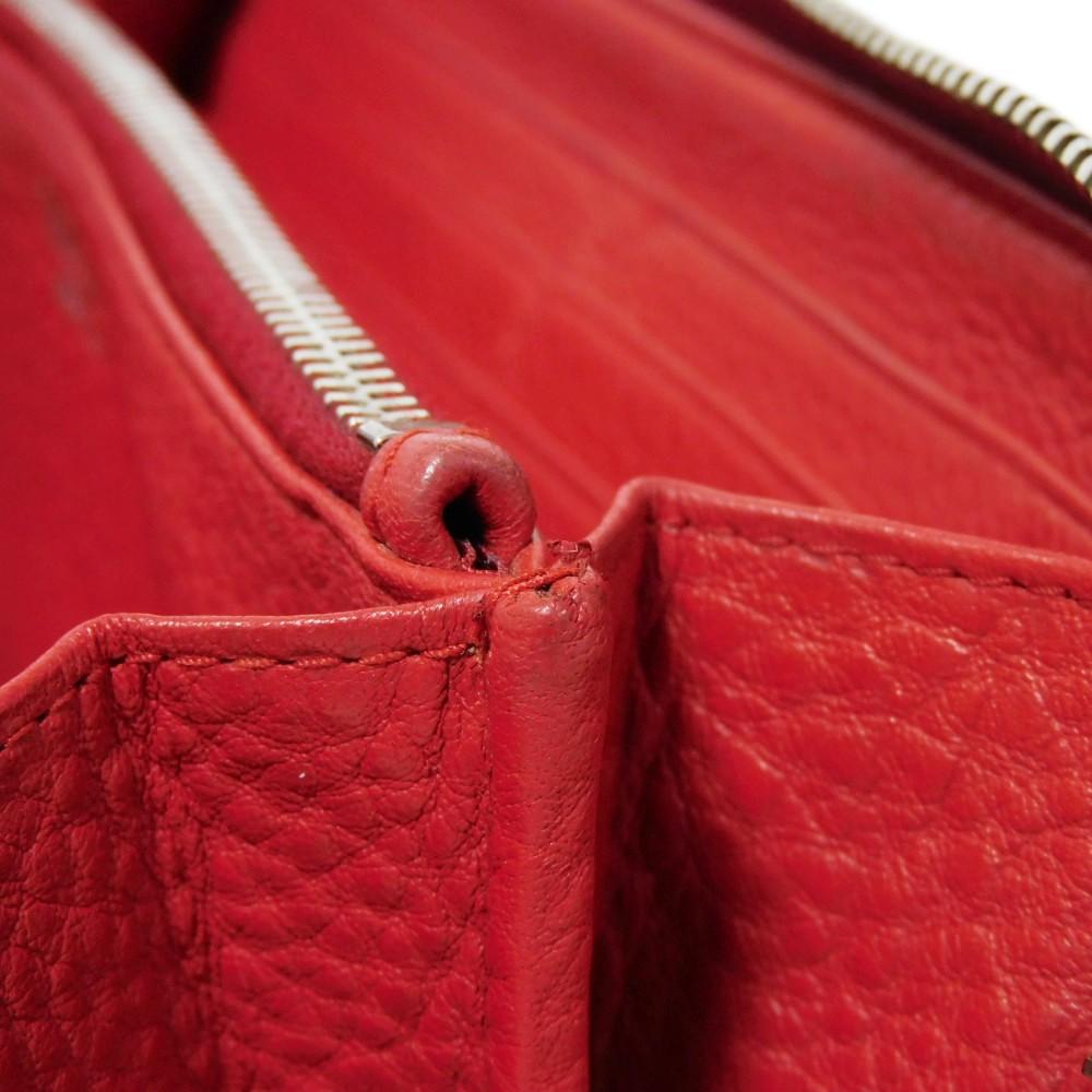 Used 11569 Vitello Phoenix Zip Around Wallet 1ML506 2E8V F001 7940 Red Zip Around Logo Metal Rosso Unisex from Japan
