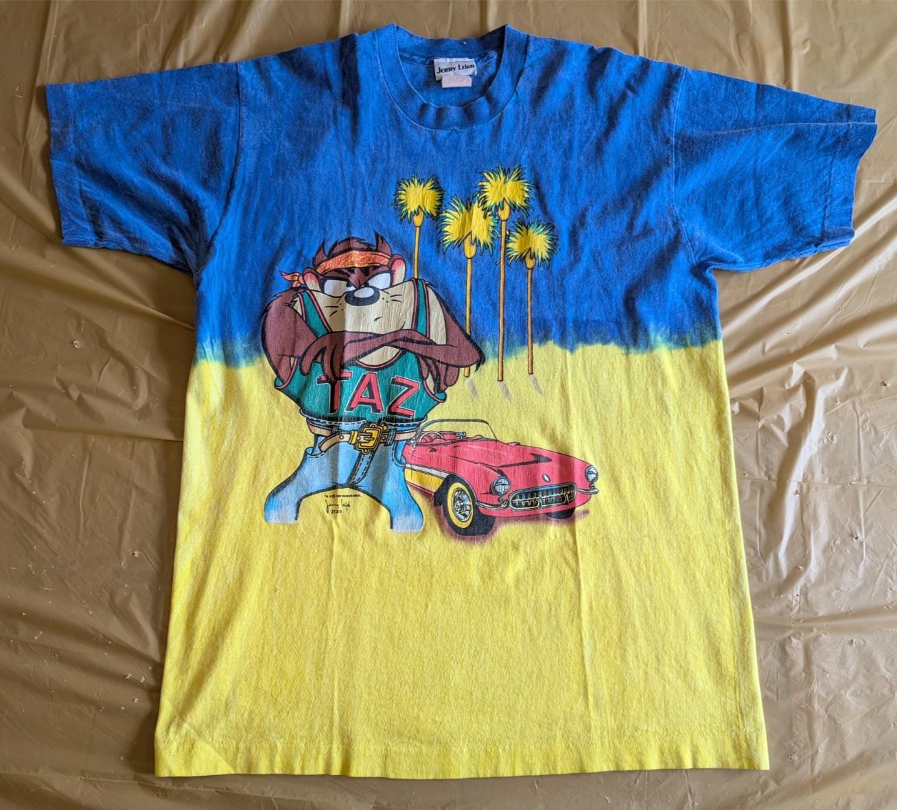 Vintage 90s 1993 Large Taz Looney Tunes Corvette Single Stitch Tye Dye Unisex T-Shirt XL