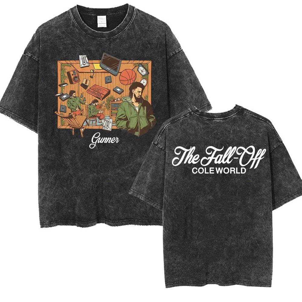 J Cole The Fall Off New Album Tour Cover Tshirt Men Women Fashion Vintage Washed T Shirts Summer ONeck Oversized T Shirt