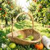 Handwoven Rattan Storage Basket with Handle Rattan Basket Store Sundries Container for Fruit Vegetables