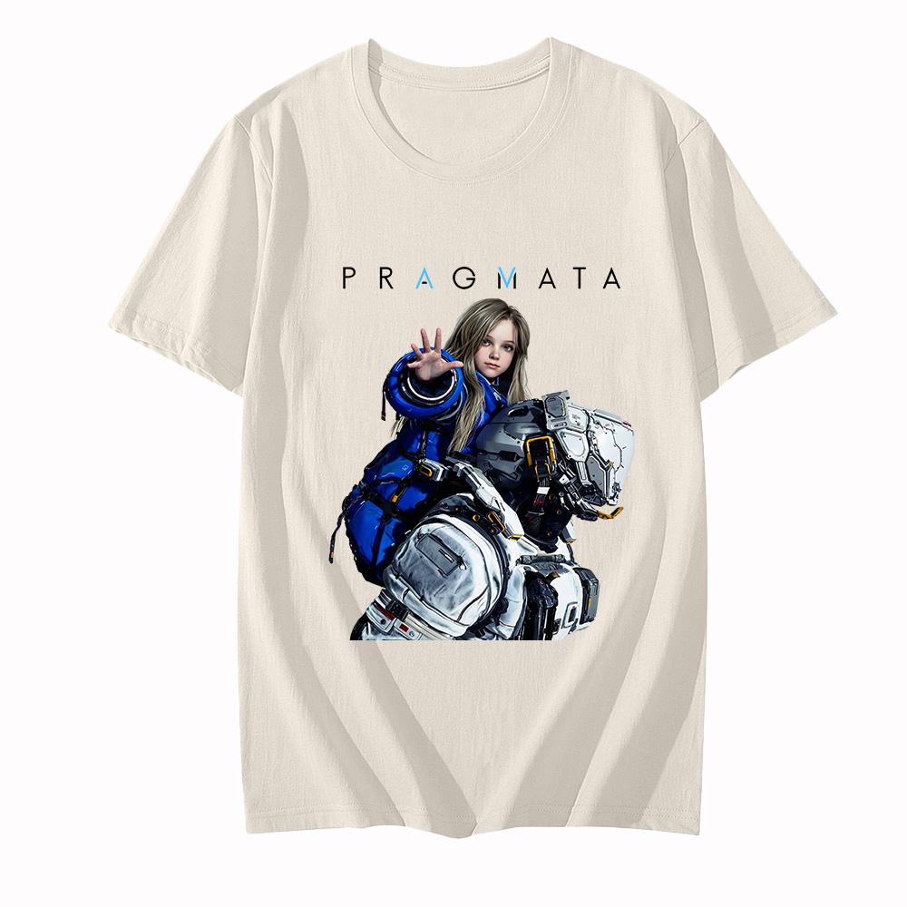 

2026 Summer New PRAGMATA Action Adventure Game T-Shirt Diana Graphics Tees 100% Cotton Short Sleeves Round Neck Unisex Clothing L пісочний