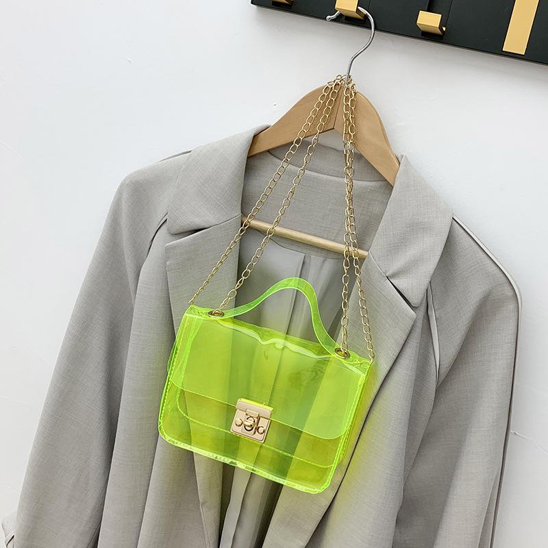 

Bag Women s Transparent Bag New Product Lock Small Square Bag One Shoulder Oblique Span Bag Chain Mobile Phone Change Bag зелёный