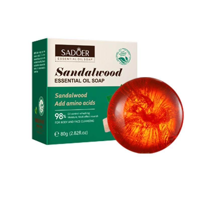 SADOER Sandalwood Essential Oil Facial Soap Face Wash Foam Facial Cleanser Moisturizing Cleaning Body Universal Handmade Soap