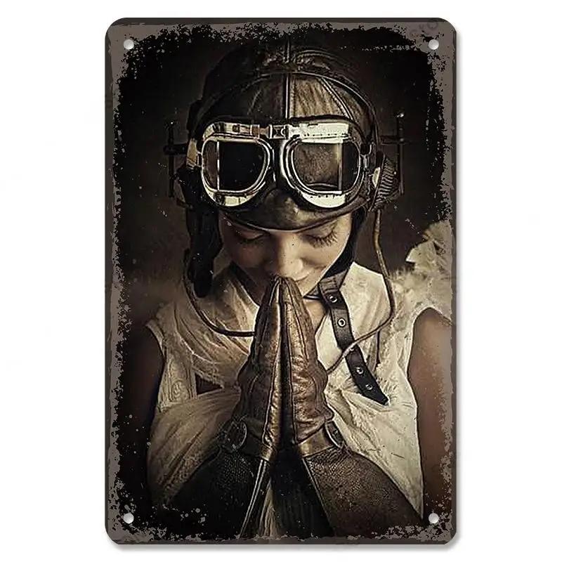 Vintage Airplane Posters Metal Tin Signs Decor Model Plane Meeting Aerien Metal Plate Wall Decor Bar Club