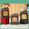 Music Fireplace Ornament Box With Snowman And Reindeer Christmas Decor Gift