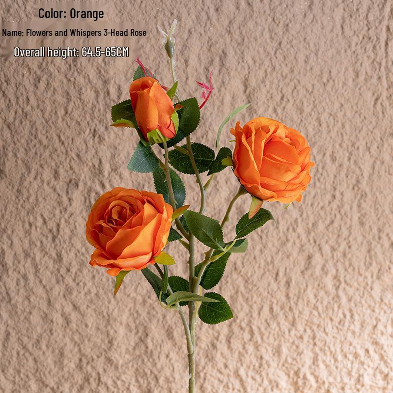 Flowers and Whispers 3-Head Artificial Rose Decoration for Wedding Celebrations, INS Style Home Decor CL64001
