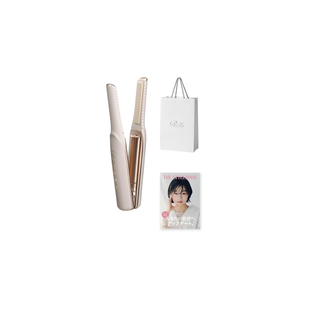 ReFa FINGER IRON ST Hair Styling Tool Ivory with Guidebook and Shopper