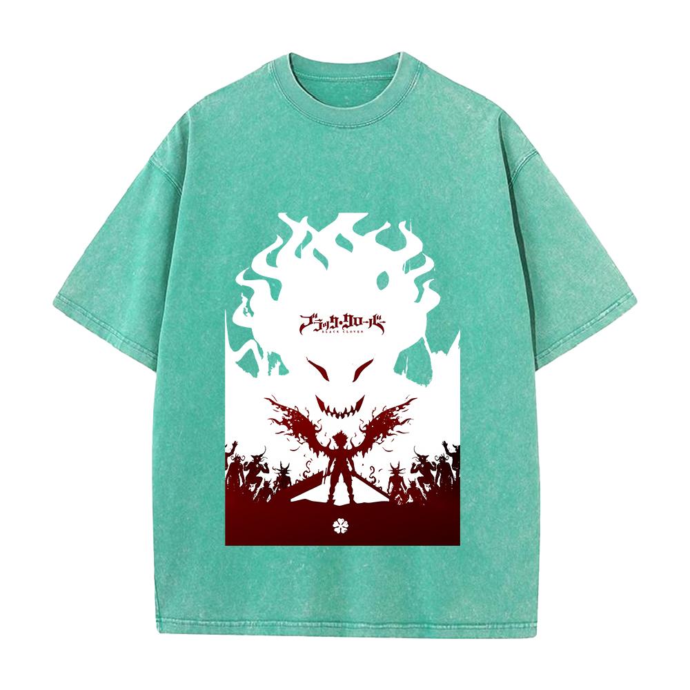 Anime Black Clover Asta Printed Tee Men Women Washed Cotton T-shirts Short Sleeve Vintage T Shirt Harajuku Male Oversized Tshirt
