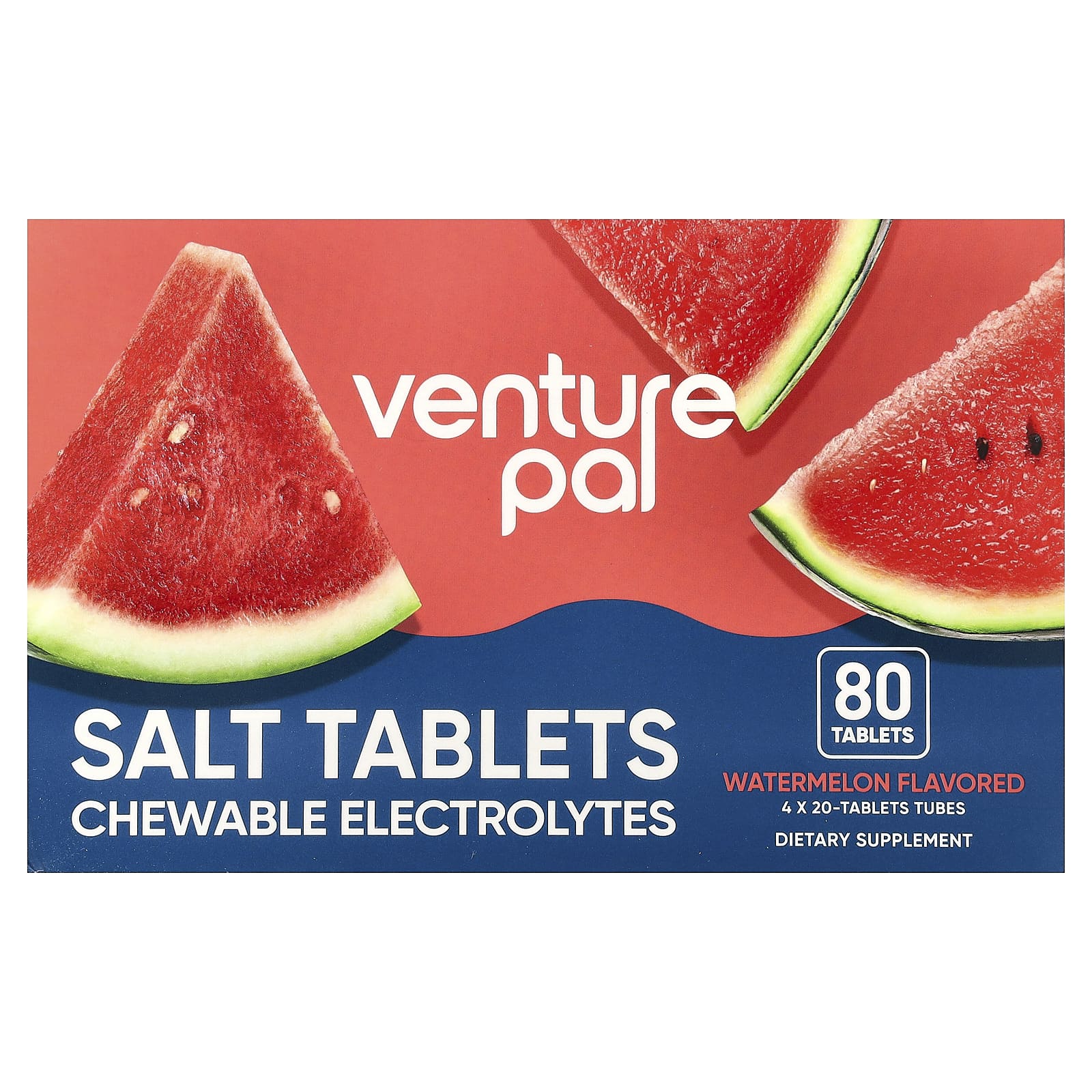 

Venture Pal, Salt Tablets, Chewable Electrolyte, Watermelon, 80 Tablets