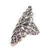 Huajie S925 Sterling Silver Vintage Romblus Spets Bred Band Petal Damring