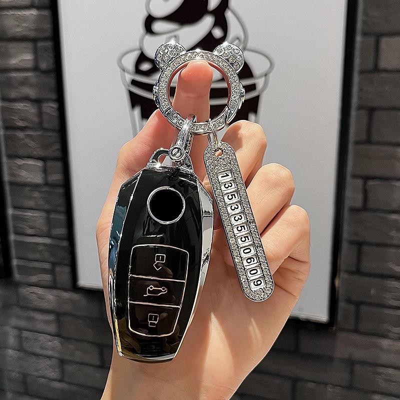 Tpu Car Remote Key Case Cover Protect Shell Fob For Vw Volkswagen Touareg 2013- Keychain Accessories