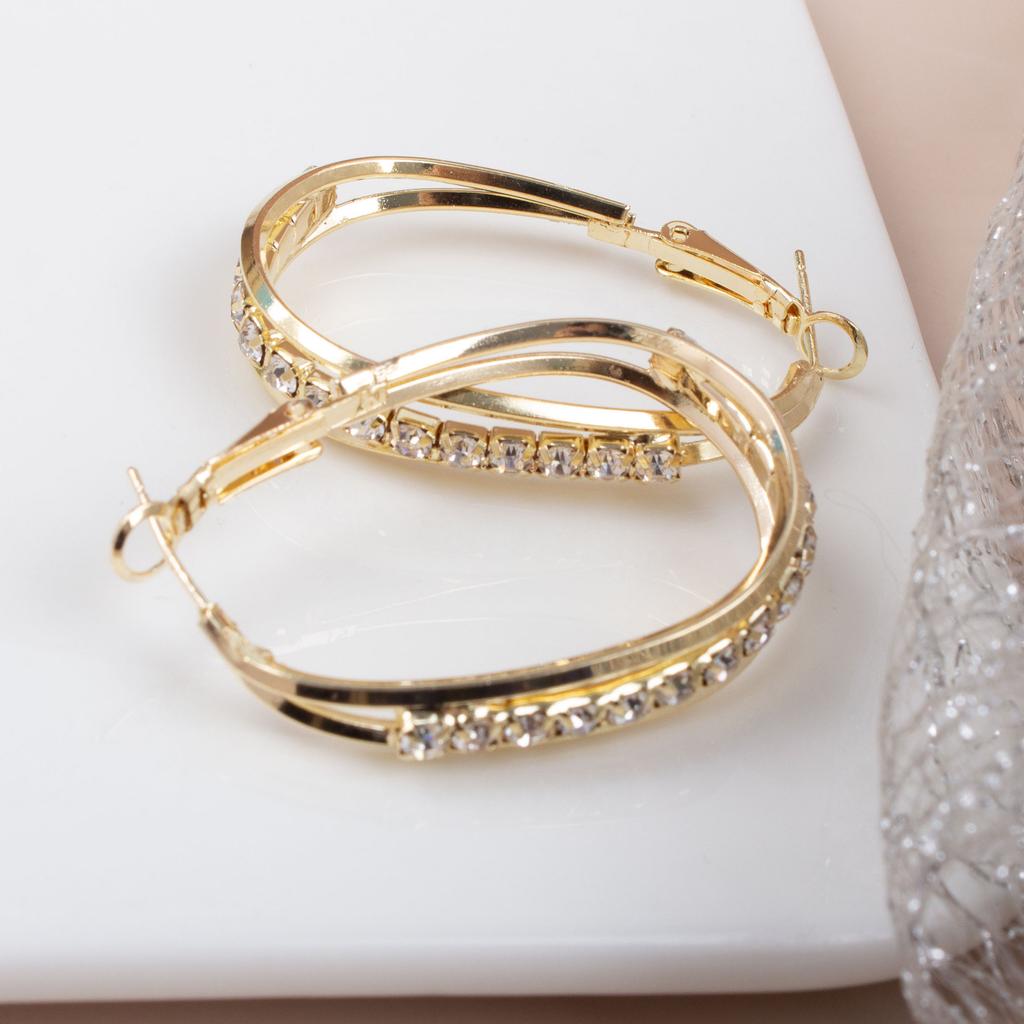 Multi Layer Zircon Ear Hoops Fashionable Elegant Exaggerated Earrings for Women High End Jewelry