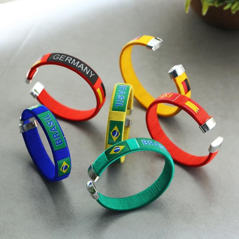 Stylish Country Flag Alloy Bracelet Football Fan Bracelet Country Flag Wristband Alloy Texture Perfect for Football Fan