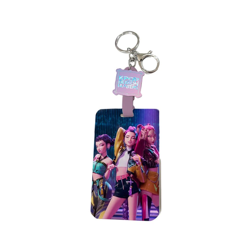 Push-pull Sliding Card Holder Acrylic Decorative Keychain Automatic Retractable Rope