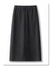 Autumn/Winter 2024 Women's Dark Woolen Bodycon Midi Skirt with Side Slit