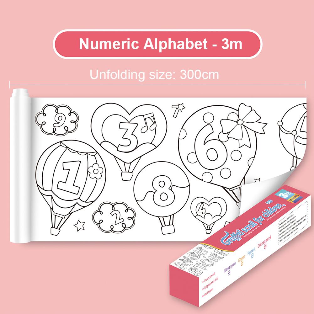 DIY Coloring Painting Paper Pastable with Pencil Picture Scroll Long Roll Safe Decompression Painted Toys for Kids Birthday Gift