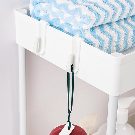 Bathroom Storage Rack with Hooks Pockets Drainage Double-layer Large Capacity And Pull-out Drawer Anti-skid