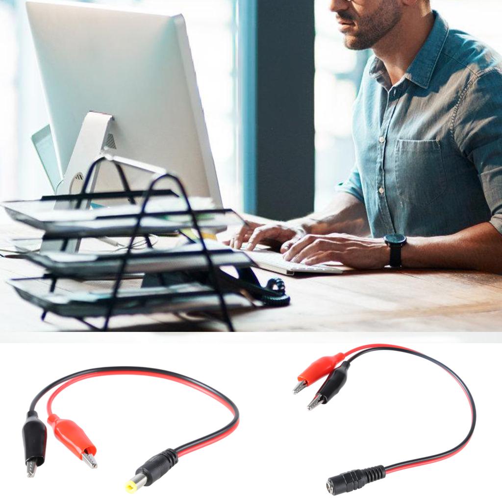 Multipurpose DC5.5x2.1mm Male Female to Crocodile Clip Power Cord 12V Power Cord for Electronic Devices