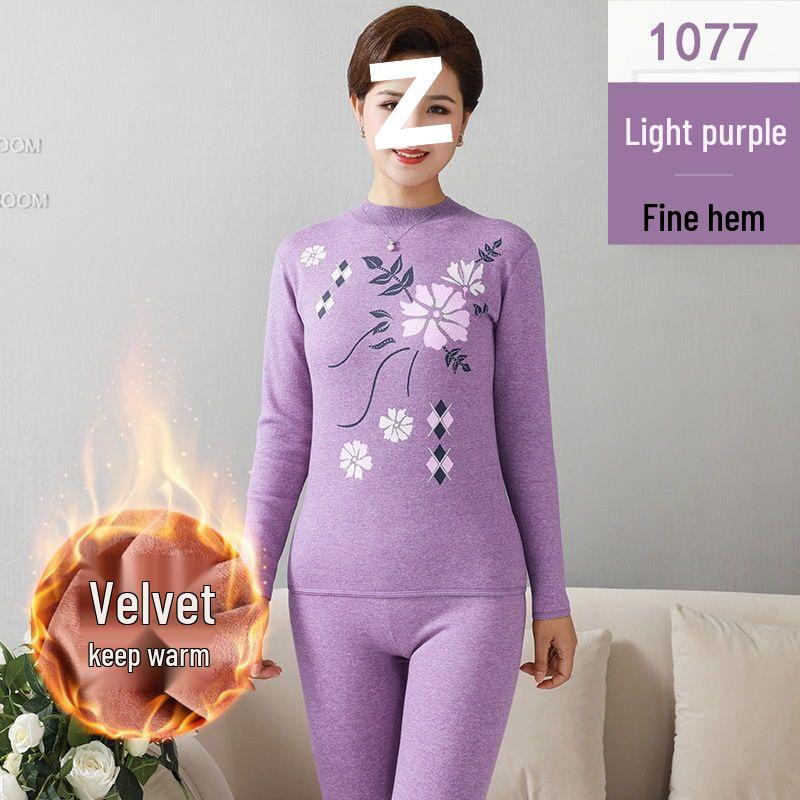 Women's Warm Fleece Set for Mid-Aged and Elderly: Cozy Winter Underwear for Mothers and Grandmothers