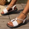 Sandals Women's 2025 New Summer Casual Round Head Flat Bottom Low Heel One-word Buckle Women's Sandals Foreign Trade