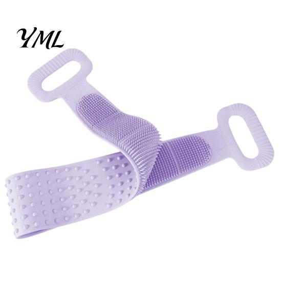 Portable Shower Brush for Travel Silicone Back Scrubber with Dual Handles, Double Sided Exfoliating Bath Towel, Ergonomic Long Washer Skin Care