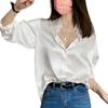 French Luxury White Satin Women's Spring Loose Fit Sun Protection Shirt