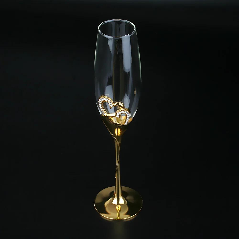 Kristall-Champagnergläser, Hochzeitskelche, Rotweingläser, europäische Sektgläser für den Haushalt, goldene Gläser
