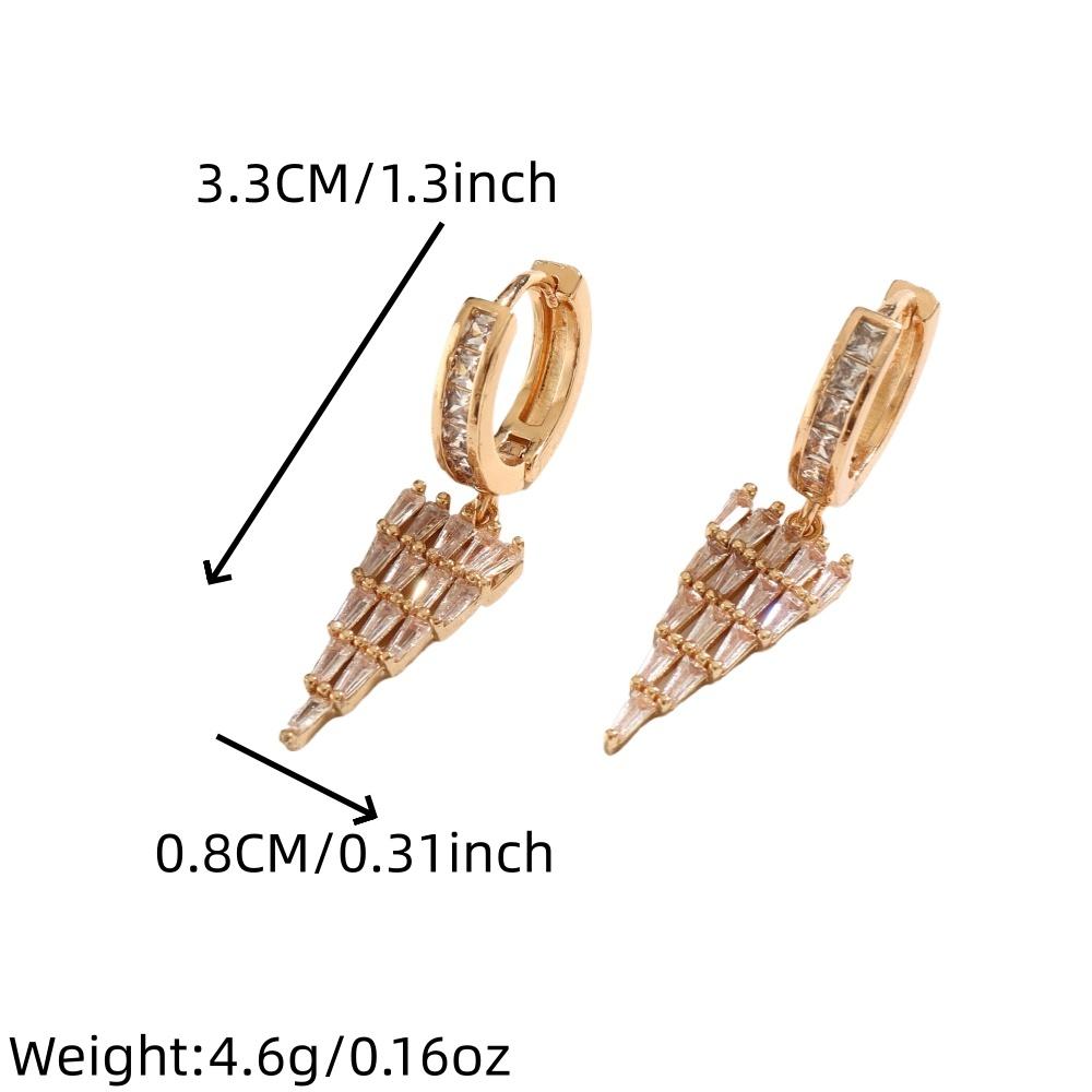 1 Pair Fashion Geometric Shapes Zirconia Dangle Earrings for Women Golden Earring Jewelry Wedding Party Accessories