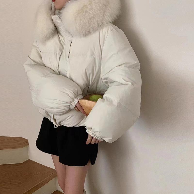 Sweet Down Jacket Women's Short 2025 Winter New Thickened Small Fox Fur Collar White Duck Down Jacket Tide