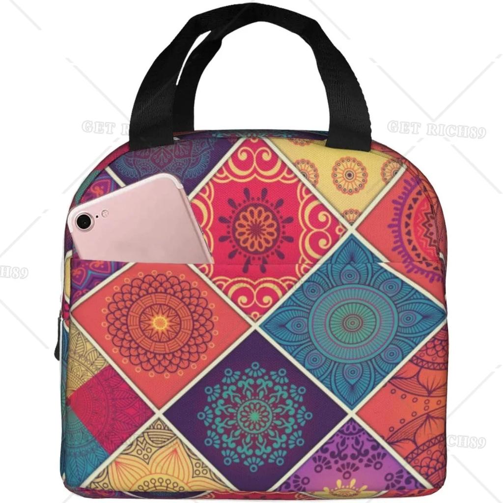 Sac à déjeuner vintage oriental mandala résistant à l'eau pour femmes, glacière isotherme pour dame, adultes, travail, université, pique-nique, plage