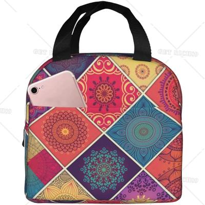 Borsa Pranzo Mandala Orientale Vintage Resistente all'Acqua Borsa Termica Cooler per Donna Adulti Lavoro, College, Picnic, Spiaggia