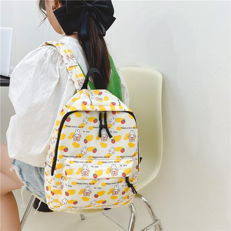 Trendy Kids Nylon Backpack With Cute Cartoon Print Breathable Stylish Design