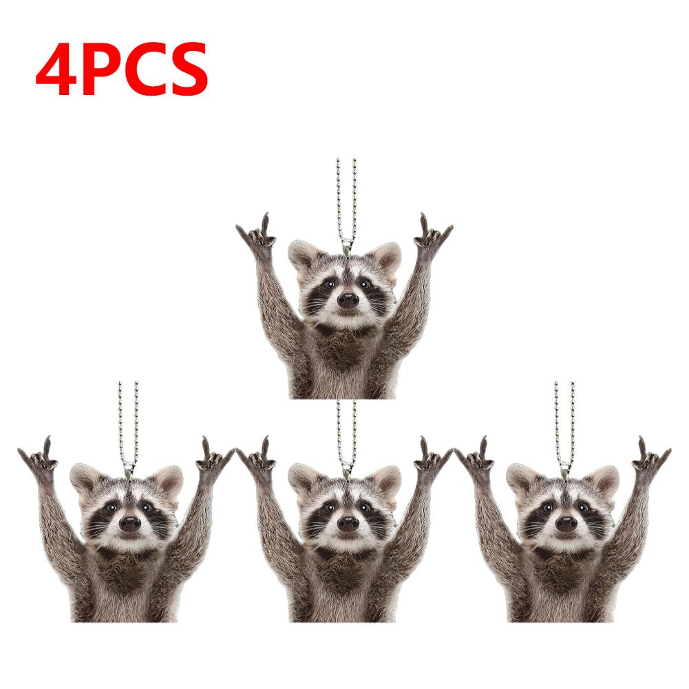 1-5pcs Raccoon Bear Key Pendant Acrylic Small Car Keychain Procyon Lotor Rearview Mirror Hanging Decor Jewelry Accessory Gifts