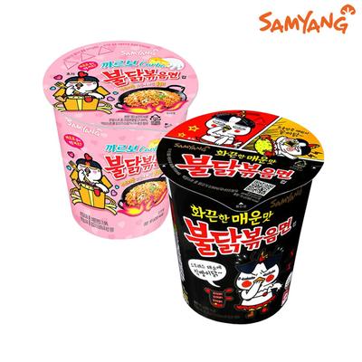 Samyang Ζεστό κοτόπουλο με γεύση Ramen σε μικρό φλιτζάνι (2 Συσκευασίες Μίξης Διαφορετικών Γεύσεων)