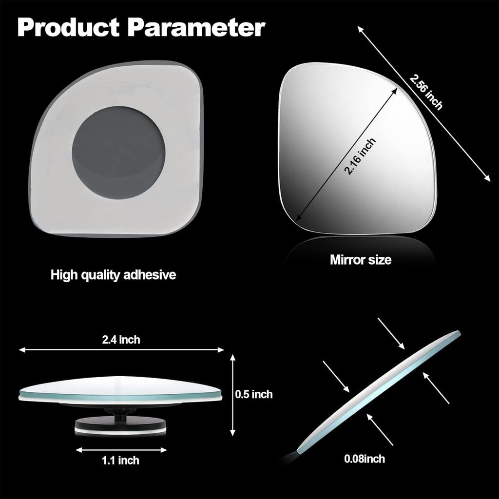 4 Pieces Fan-Shaped Automobile Rear Blind Spot Mirror, 360 Degree Rotating Design, Automobile Side Wide Angle Safety Convex Rearview For Car Truck